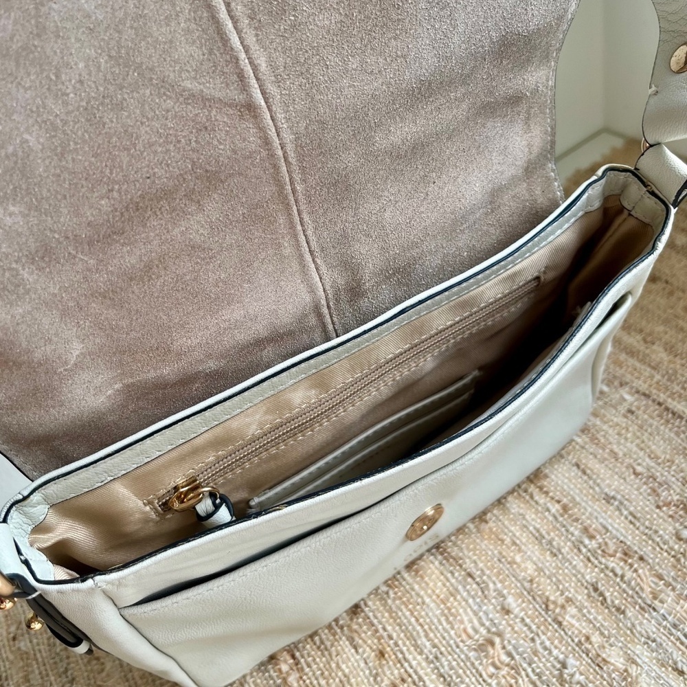 Lodis Kinsley Leather Flap Crossbody Bag in Mushroom Gray - Picture 5 of 6